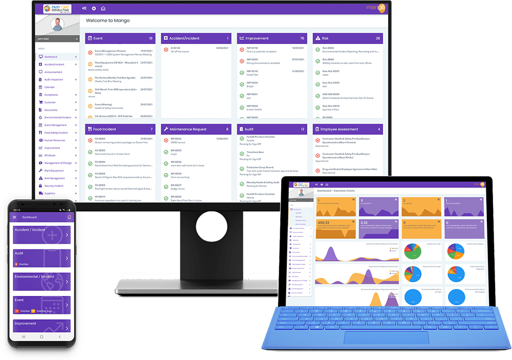 Mango QHSE displayed on multiple devices