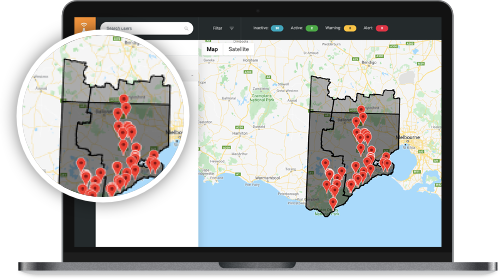 StaySafe Monitoring Hub Map overlay